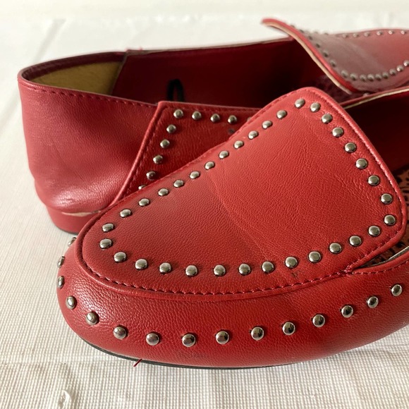 Seven7 Francesca  Studded Flat Loafers Red 8 - Picture 7 of 12